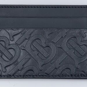 Burberry Black Leather Key Card Holder with Intricate Design